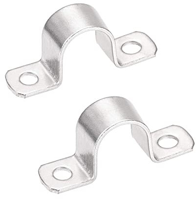 TOP-VIGOR 2Pcs 25mm(1) Rigid Pipe Strap, 2 Holes Tube Straps 304 Stainless Steel U Bracket Tension Tube Clip Clamp for Pipe Fixing