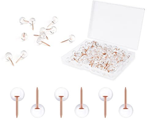 100pcs Thumb Tacks, Rose Gold Flat Push Pins with Storage Box Push Pins for Cork Board for Daily Study Office Data Storage Organizing Files