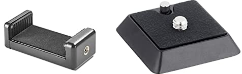 Cullmann - Smartphone Halterung mit Schnellkupplungsplatte 42mm (1/4 Zoll) für Stativ, Schwarz