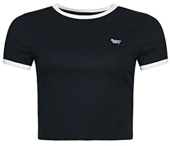 Superdry Damen Vintage Ringer Crop Tee Businesshemd, blau, 44