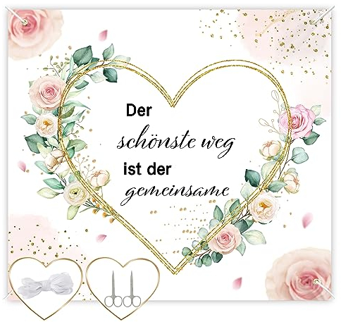 Hochzeitsherz Zum Ausschneiden, 200 * 180cm Herz Hochzeit Ausschneiden Bettlaken Hochzeit Hochzeitsdeko inkl.2 Scheren, Herz Zum Ausschneiden Hochzeit Hochzeit Deko, Standesamt Überraschung