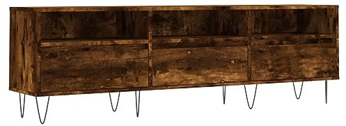 vidaXL TV Schrank, Fernsehschrank mit Eisenbeinen, Fernsehtisch für Wohnzimmer, Lowboard Sideboard TV Ständer TV Gerät, Räuchereiche Holzwerkstoff