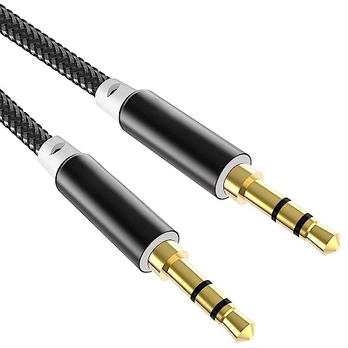 Câble Jack Audio Câble Auxiliaire 3.5mm mâle vers mâle,Double Jack Audio[1.5m] Câble Auxiliaire Stéréo en Nylon Compatible avec Casques, Autoradios, Smartphones, iPhones, Lecteur Mp3 et Plus