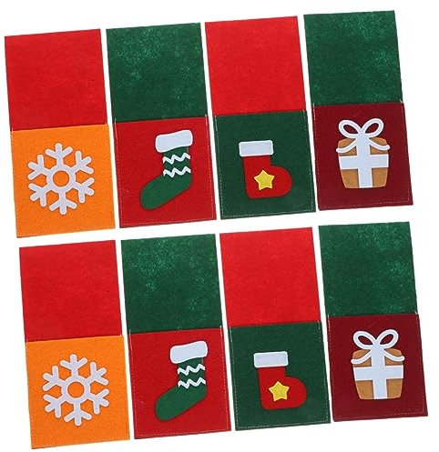 Cabilock 8piezas Bolsas De Cubiertos Navideños De Fieltro para Decoración De Mesa Navidad Fundas De Utensilios Diseño Festivo para y Tenedores