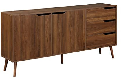 Alice's Home sweeek - Aparador escandinavo, 2 Puertas, 3 cajones, Nogal, 160cm