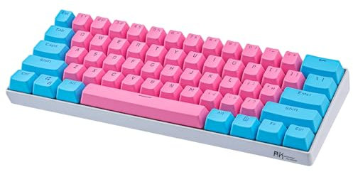 Sunzit Keycaps, 61 Keycaps Backlight Two-Color Mechanical Keypad PBT Keycap For GH60 / RK61 / ALT61 / Annie/Keyboard Poker Keys (Pink&Blue)