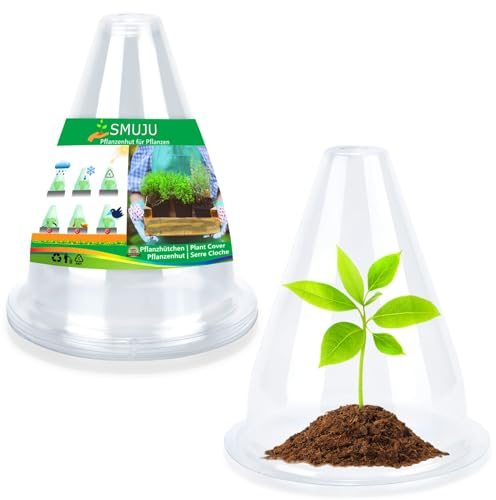 【24 Pièces】 Chapeaux de Plantes, col d'escargot Transparent pour Plantes de Salade pour Protéger Contre Les Oiseaux, Les Escargots, Le Gel ou Les Intempéries, Ø 20 cm, Transparent (24 Pièces)