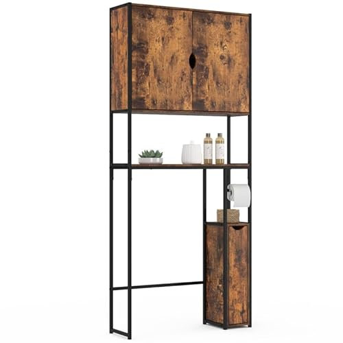 IDMarket - Meuble WC 3 en 1 avec armoires de Rangement Bois foncé Dayton Design Industriel