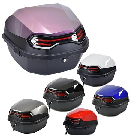UYTOIZ Motorrad-Topcase, Haltbar Motorrad Topcase, 35L Wasserdicht Motorrad Heckkasten, Mit Sicherheitsschloss, Für Roller Mit Helm, Lagerung Aufbewahrungsbox (Farbe : Lila, Größe : 41x40x30cm)