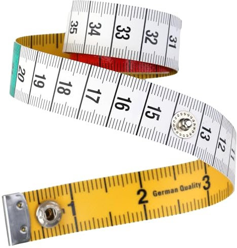 Metro a Nastro da Sarto 1,8 x 150cm - Metro Sarto in Pelle PU Morbida con Chiusura a Bottone - Misurazioni Precise per Cucito e Corpo - Scala in Pollici e Centimetri