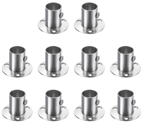 QUARKZMAN 10pz Supporto Flangia Asta Armadio in Acciaio Inox, 3/4 Dia Supporto per Asta Flangiato Attacco Palo Supporto Tubo Parete con Viti, Argento