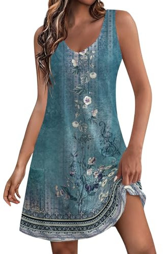 Robe Droite Femme Été Légère Short Grande Taille Mi Longue D'Été Lin Vert XL