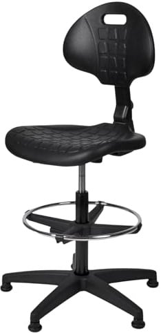 Topsit IND000112 Arbeitsstuhl aus Polyurethan, ergonomischer Arbeitsstuhl, Laborstuhl, höhenverstellbar und leicht zu reinigen, Stabiler Sockel mit Metallfußring und Füßen.