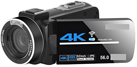 AUBEST Video Camera Camcorder Night Vision 4K Video Camera For Outdoor Shooting Digital Camcorder Streaming Vlog Recorder(16G SD Card,Blu)