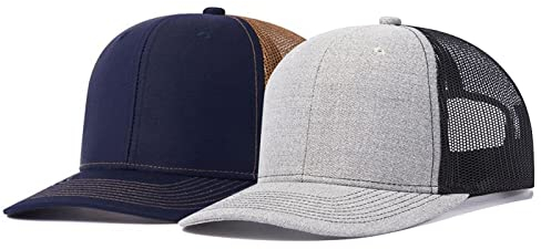 Risegun Gorra de béisbol ajustable de malla para hombre, 2 unidades, gorra de béisbol ajustable para exteriores, gorra de limpieza con 4 calcomanías autoadhesivas para grabado láser, color azul, azul,