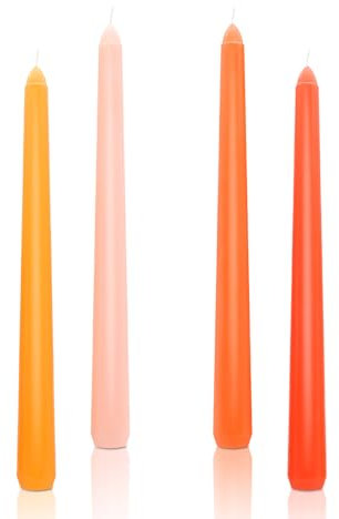 Orangefarbene Spitzkerzen, Farbverlaufskerzen, tropffrei, lang, nicht parfümiert, für Geburtstag, Valentinstag, Chanukka, Weihnachten, Halloween, Heimdekoration, 4 Stück