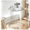 Runder Sofa Beistelltisch Höhenverstellbar, C Form Couchtisch Aus Glas, Stylischer Transparente Kaffeetisch Für Bett, Sofatisch Für Kleine Platz(Grey Glass)
