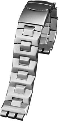 HASGTFM Metall Edelstahl Armband Armband Fit for Swatch YGS749G YCS Yas YGS IRONY Keramik Männer Frauen Uhr Kette Riemen 17mm 19mm 21mm(SWQ-20-silver,19mm)
