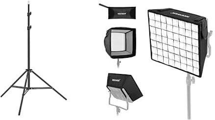 NEEWER Fotografie Lichtstativ, 3-6,6ft Verstellbarer Stabiler Stativständer für Reflektoren, Softboxen, Lichter, Regenschirme, 12,2 x11,4 Faltbarer Softbox Diffusor mit Gitter und Tasche