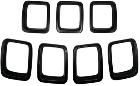 Front Kühlergrille 7 STÜCKE Für Jeep Für Compass Für MP 2017-2020 Auto Carbon Fiber Grille Einsätze ABS Front Grill Abdeckung Rahmen Trimmt Kit Außen Zubehör Auto Frontgrill(Schwarz)