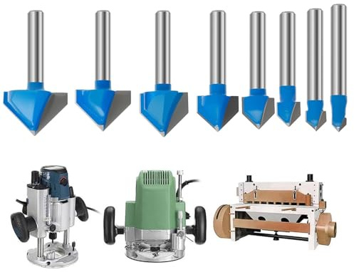 Gungtj Set di bit del router, bit del router CNC - Strumenti di lavoro in acciaio al tungsteno V bit di perforazione di forma | per falegnameria in metallo kit di fissaggio