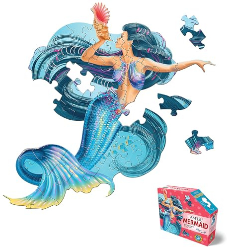 Madd Capp: I Am Lil' Mermaid Puzzle, 48-teiliges Puzzle, mythische Charakter-Form, 63,5 x 61 cm, Posterreferenz, pädagogisches Spaßfaktenheft