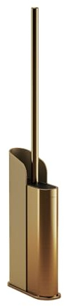 COSMIC Flat. Bathroom Brush with Flexible Silicone Bristles and Ultra-thin Design. Floor or Wall Toilet Brush Holder with Screw or Adhesive Fixing. Matte Gold Brush Holder