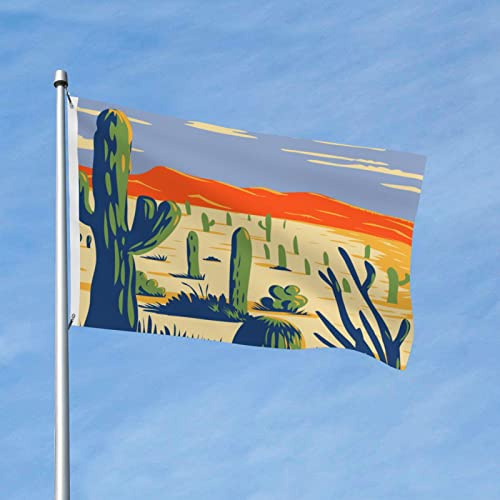 Garten Fahnen Mit Metall-Ösen, Saguaro-Nationalpark Mit Dem Riesigen Saguaro-Kaktus Waschbar Haus Hof Flagge Für Parade Draußen Garten Banner 90X150Cm