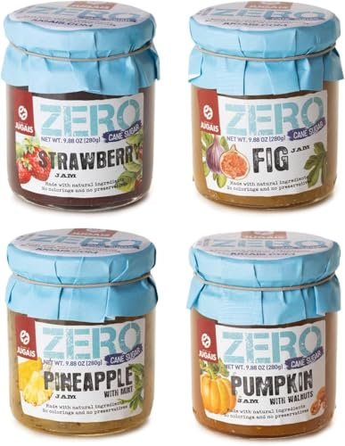 Selección de Mermeladas sin Azúcar Añadido – Pack de 4 x 280 g – Higo, Fresa, Piña con Menta, Calabaza con Nuez – Endulzadas de Forma Natural
