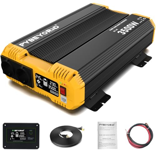 PVBEYORND Sinus Wechselrichter 24V auf 230V Reiner Sinus 3500W/7000W 50HZ | Mit Fernbedienungsfunktion, geeignet für netzunabhängige Stromversorgung, Wohnmobile und Camping Ausflüge Reiner Sinus