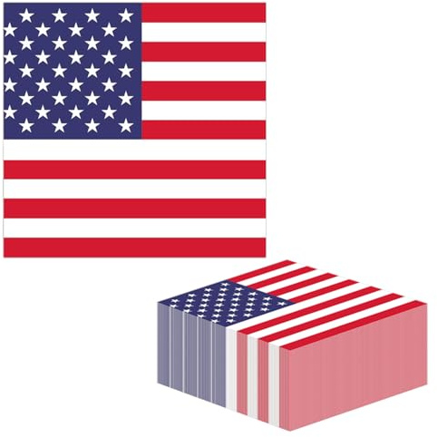 Amerikanische Party-Dekorationen, 50 Stück Servietten mit amerikanischer Flagge, rot, weiß und blau, Papierservietten, Sterne und Streifen, Cocktail-Servietten für Veteranentag, Wahl 4. Juli