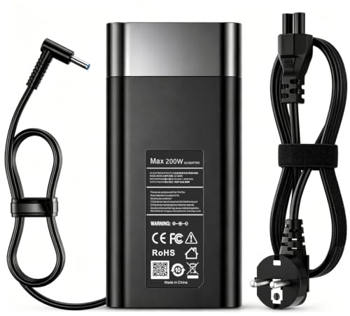 200W Chargeur Alimentation Adaptateur Ordinateur Portable pour HP | Compatible avec HP Omen 15 17, Victus 15 16, Pavilion Gaming 15 16 17, Zbook 15 17 G3 G4 G5 G6 G7, TPN-CA03 ADP-200HB B