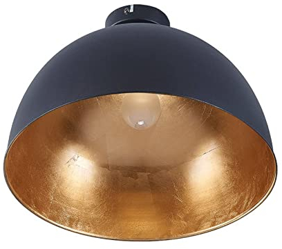 Lindby LED Deckenlampe Metall schwarz, gold matt Ø41 cm Deckenleuchte 1x E27 max. 60W ohne Leuchtmittel Deckenbeleuchtung Wohnzimmer Esszimmer
