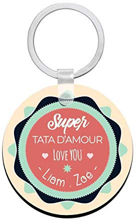 Porte clés à personnaliser avec prénons super TATA d'amour - cadeau personnalisé tata - porte clé tata - idée cadeau noël, anniversaire tata