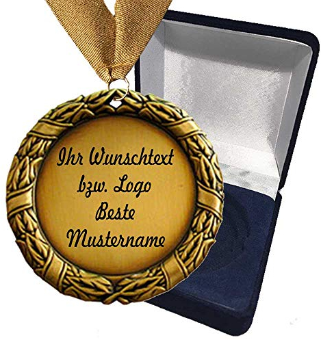 Larius Group Orden Medaille aus Metall Luxus Ø70 mm mit Name BZW. Wunschtext Namenstag Jubiläum Geburtstag Geschenk Emblem inkl. Halsband/Schachtel (mit Schachtel)