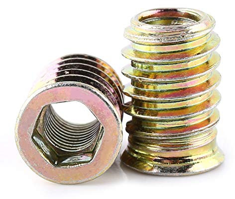 20pcs Carbon Steel Hex Socket Drive Insert Nuts Zinc Plated Carbon Steel Hex Drive Head Nut Threaded for Wood Furniture (M8*20mm)