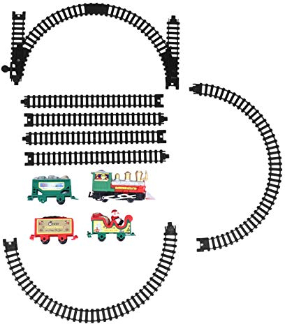 Toddmomy Weihnachtszug Set Mini Zug Figuren Mini Elektrisch Eisenbahn Spielzeug mit Musik und Licht Eisenbahnspielzeug Gerade Gebogene Modelleisenbahn Kinder Geschenk Weihnachtsdeko