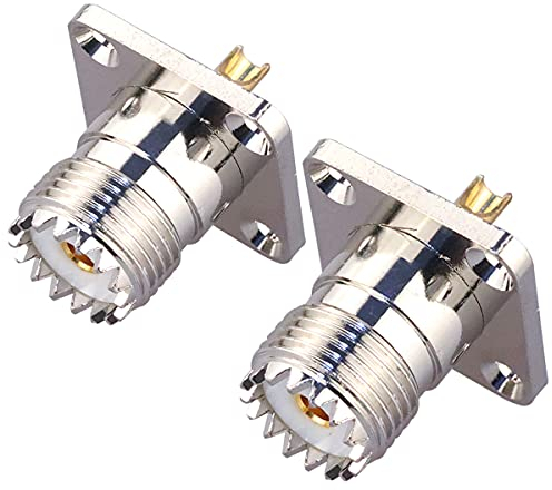 TUOLNK 2er Pack SO239 UHF Buchse 4 Loch Chassismontage Anschluss Flanschplatte UHF RF Koax Adapter UHF Buchsenstecker PL259 Lötkelch Koaxialstecker UHF Adapter