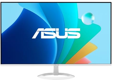 ASUS VZ249HG-W, Eye Care Monitor da 23,8 FHD IPS (1920 x 1080), Bianco | 1ms Response Time, 120Hz, Senza Cornice, SmoothMotion, Adaptive Sync, HDMI, VGA, Eye Care Plus, Low Blue Light, Montabile