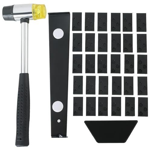 DASBET Laminate Wood Flooring Installation Kit with 30 Spacers | Heavy Duty Pull Bar, Durable Rubber Tapping Block, Double-Faced Mallet