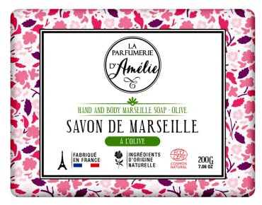 La Parfumerie d'Amélie - Jabón de aceite de oliva de Marsella - 200g - Cosmos Natural