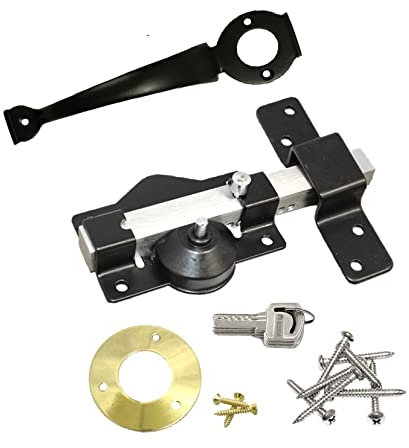 Haven Heritage® - Long Throw Security Gate Lock with Handle, 70mm Single or Double Locking + Handle from One Side or Both, Garden Gate, Garage Lock, Stainless Steel with 5 Keys