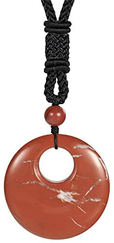 DALMARO Halskette für Damen GEMSTONE EYE - Edelstein Naturstein Shakra Anhänger mit Schmuckschachtel (ROTER JASPIS)