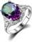PUYYDS Regenbogen Feuer Mystic Topas Ring 925 Sterling Silber Ring Edles Schmuck Geschenk für Frauen Lady Girls