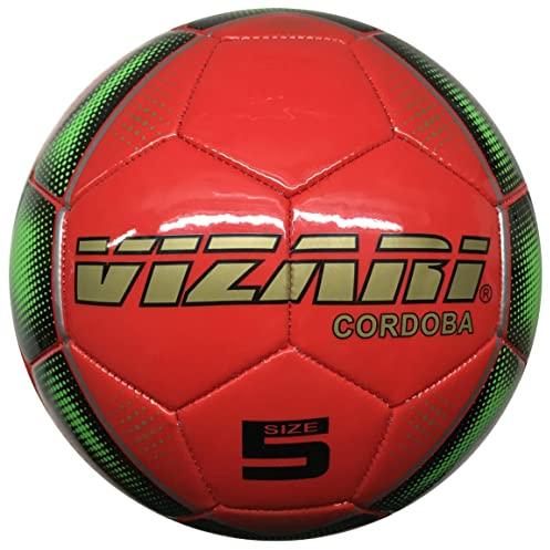 Vizari Sports Cordoba Fußball Ball - Trainingsball Fussball mit Einzigartigem Aufdruck - Fußball für Kinder & Erwachsene - In 5 Farben Erhältlich - Fussball - Rot - Größe 3