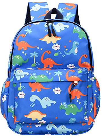 School Starts Season Fashion Dinosaur Print Child Student Zipper Cartoon School Bag Nylon Backpack 20l Backpack (Blue, One Size)