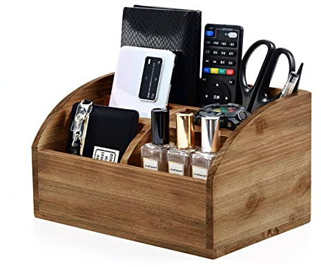 Wooden Desk Organizer, Solid Wood Pen Holder for Desktop Organizer, No Need Assembly, Home Office Supplies Workspace Organizers Mail Holder Remote Control Countertop Storage Box