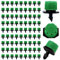 VooGenzek 90 Piezas 1/4'' Goteros de Riego, Plástico Aspersores de Riego Ajustables de 8 Agujeros, Cabezas de Riego para Goteo Goteros, Rociadores de Riego para Césped, Jardín, Verde Oscuro