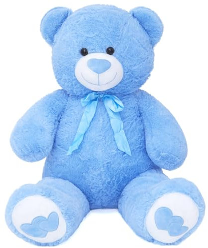 SNOWOLF Riesen XXL Teddybär Plüsch Kuschelbär Plüschbär mit Knopfaugen 110cm, Groß Weiches Teddy Bear Stofftier Geschenk am Geburtstag, Valentinstag oder Weihnachten 1.1m, blau