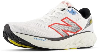 New Balance Fresh Foam X 880 V14 Herren-Laufschuh, Weiß/Neo Flame/Schwarz, 44.5 EU
